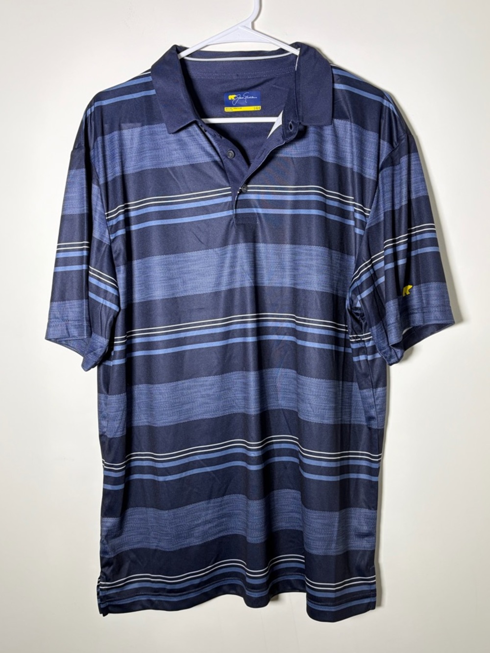 Jack Nicklaus Men’s Large Golden Bear Striped Polo 3 Pack - Navy, Gray, Black - Picture 5 of 10